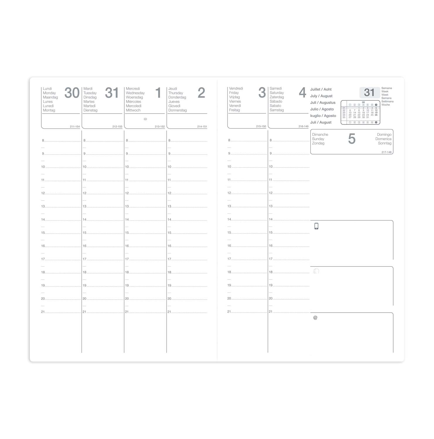 Agenda semainier Saturne - alphabétique - janv/déc - 21 x 29,7 cm - noir