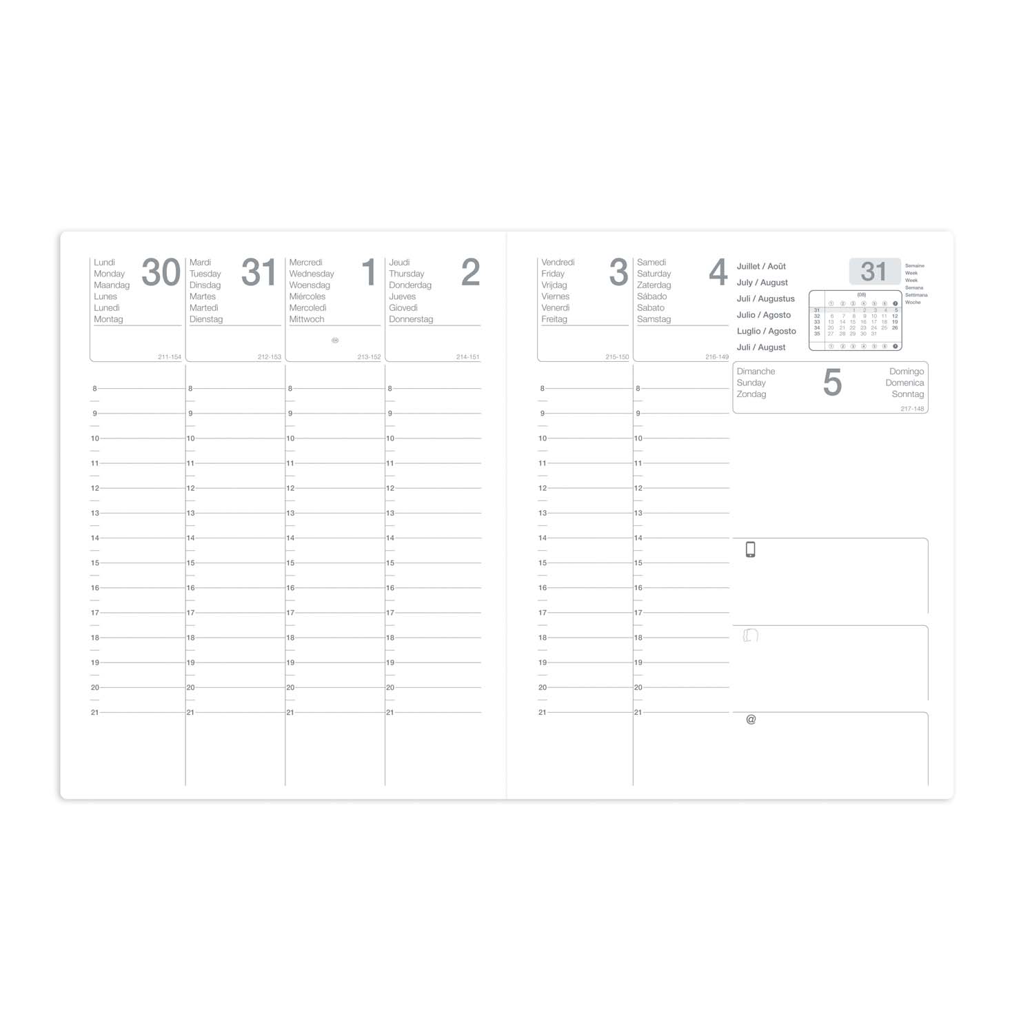 Agenda semainier alphabétique - août/juillet - 21 x 27 cm - noir