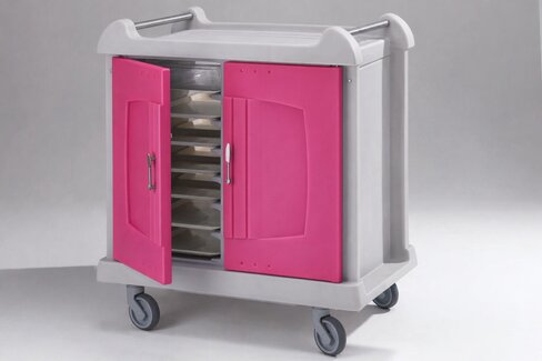Chariot petit-déjeuner 4 portes - framboise