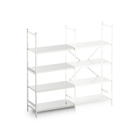Rayonnage inox fixe - élément suivant - l. 120 x h. 180 x pr. 50 cm - 4 tablettes pleines