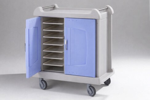 Chariot petit-déjeuner 4 portes - bleues