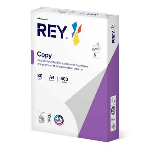 Papier blanc éco resp A4 80 g - 153 CIE - Rey Copy - carton 5 ramettes - livré avec manutention