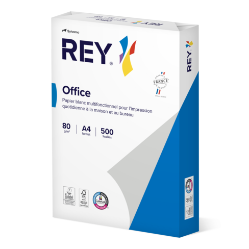 Papier blanc éco resp A4 80 g - 166 CIE - Rey Office - carton 5 ramettes - livré avec manutention