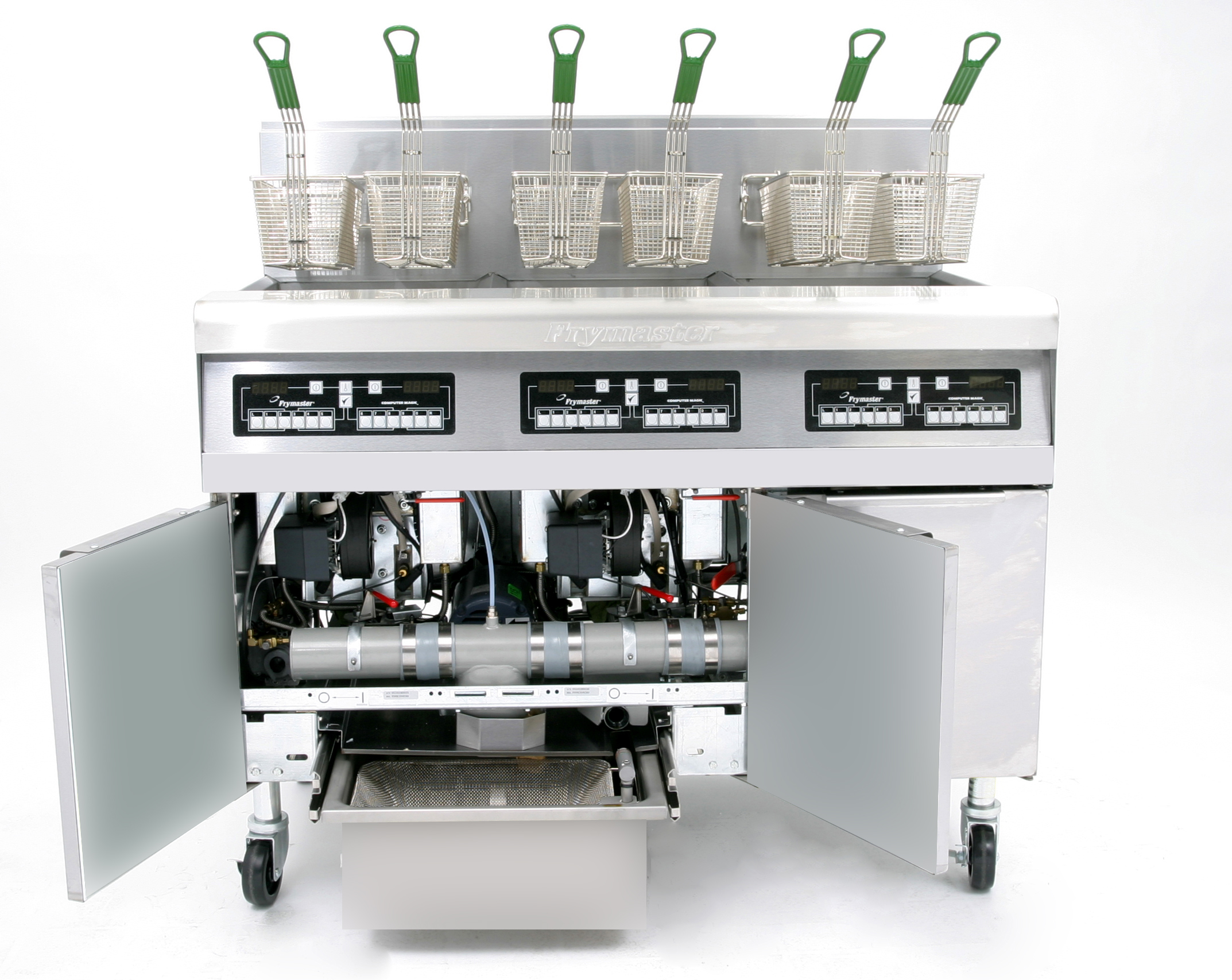 Batterie 3 friteuses gaz haut rendement H55CSC + FOOT PRINT Filtration