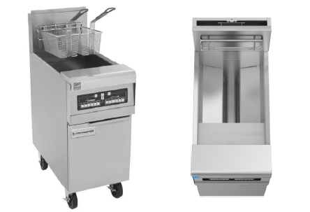 Batterie 4 friteuses gaz haut rendement H55CSC + FOOT PRINT Filtration