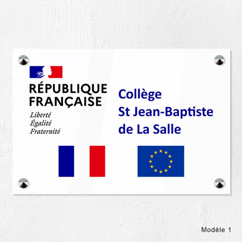Plaque personnalisée PMMA Greencast logo officiel République française'' - 30 x 20 cm - ép. 3 mm - Impr. UV