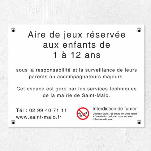 Plaque personnalisée parcs et jardins Lasermark PVC expansé 40 x 30 cm - ép. 5 mm - impression UV