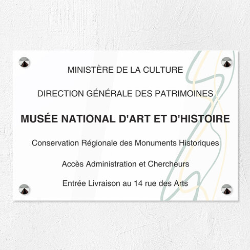 Plaque personnalisée PMMA Greencast - 6 lignes maximum Plexiglas couleur - 30 x 20 cm - ép. 3 mm - Impression UV