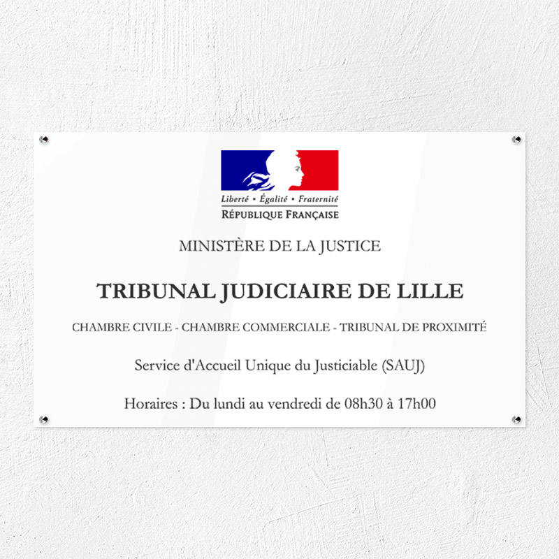 Plaque personnalisée PMMA Greencast - 6 lignes maximum Plexiglas couleur - 100 x 60 cm - ép. 5 mm - Impression UV