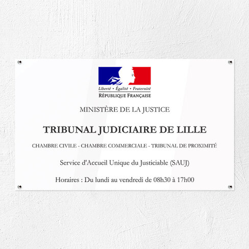 Plaque personnalisée PMMA Greencast - 6 lignes maximum Plexiglas couleur - 100 x 60 cm - ép. 5 mm - Impression UV