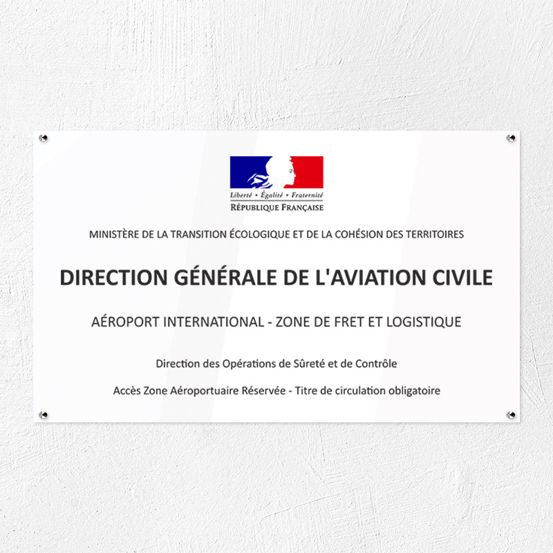 Plaque personnalisée PMMA Greencast - 6 lignes maximum Plexiglas transparent - 100 x 60 cm - ép. 5 mm - Imp. UV