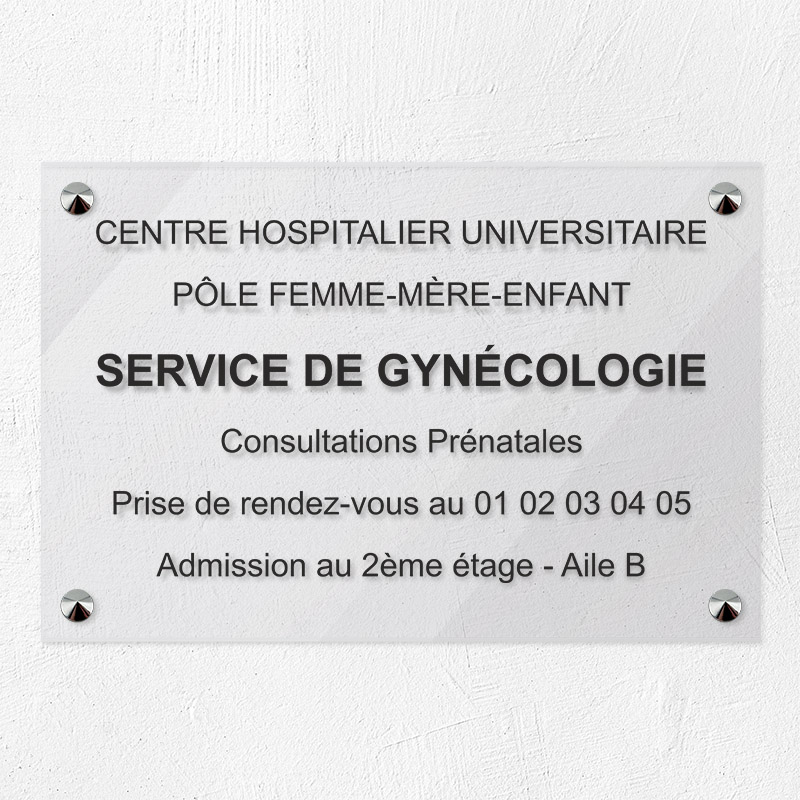 Plaque personnalisée Gravotech - 6 lignes maximum Plexiglas transparent - 30 x 20 cm - ép. 3 mm Gravure laser