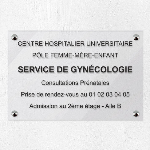 Plaque personnalisée Gravotech - 6 lignes maximum Plexiglas transparent - 30 x 20 cm - ép. 3 mm Gravure laser