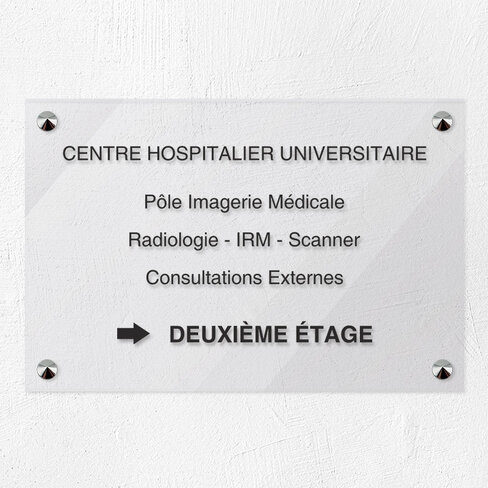 Plaque personnalisée Gravotech - 6 lignes maximum Plexiglas transparent - 30 x 20 cm - ép. 5 mm Gravure laser