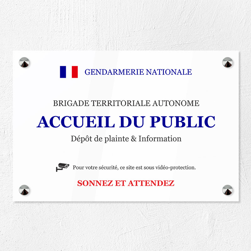 Plaque personnalisée PMMA Greencast - 6 lignes maximum Plexiglas couleur - 30 x 20 cm - ép. 5 mm - Imp. adhésif
