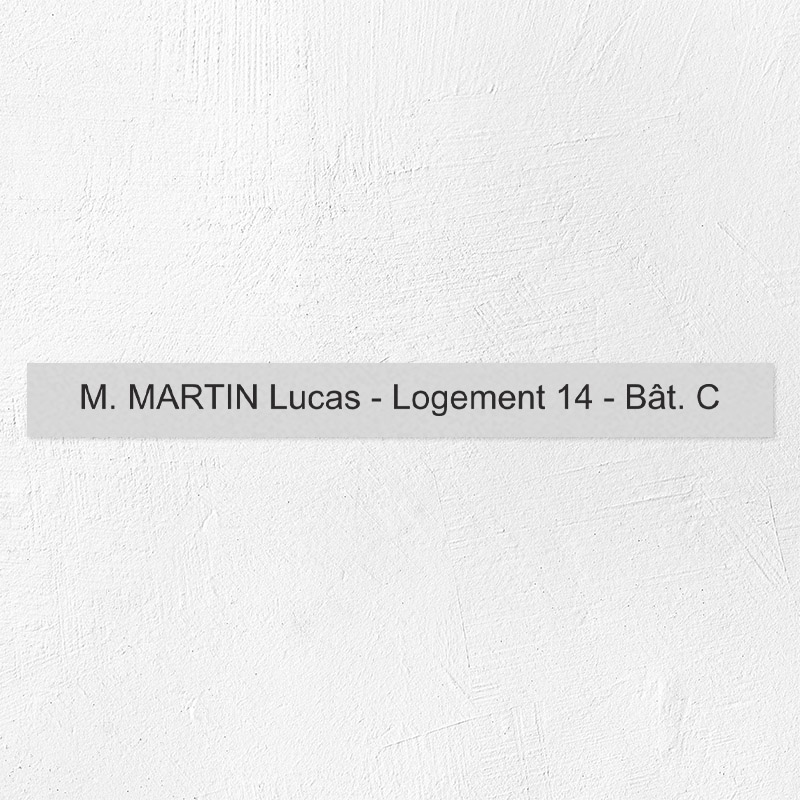 Plaque personnalisée Lasermark - 2 lignes maximum PVC - 10 x 1 cm - ép. 1,3 mm Gravure laser