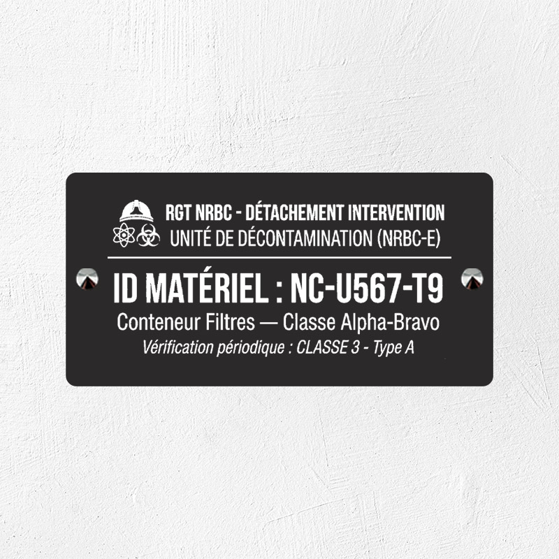 Plaque personnalisée Durablack - 6 lignes maximum Aluminium noir militaire - 10 x 5 cm - Gravure mécanique