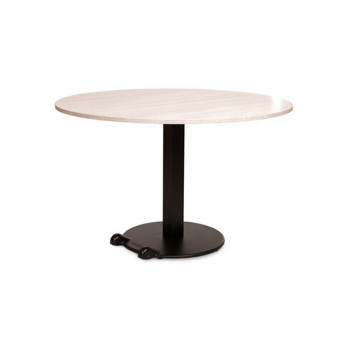 Table Ziiit - Ø 100 cm - plateau stratifié antibactérien chant ABS - piétement central acier embase fonte