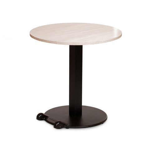 Table Ziiit - Ø 80 cm - plateau stratifié antibactérien chant ABS - piétement central acier embase fonte