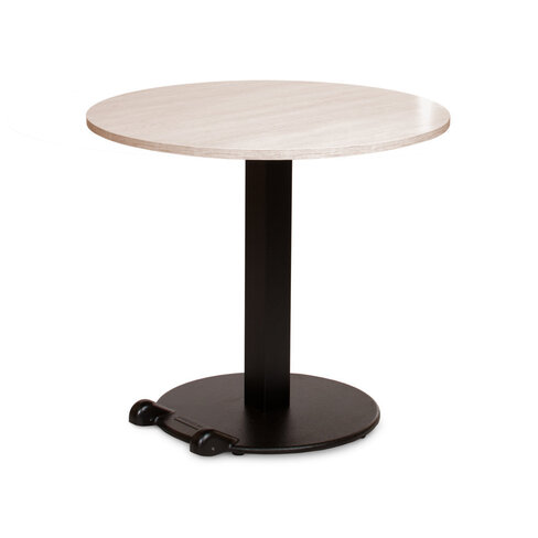 Table Ziiit - Ø 90 cm - plateau stratifié antibactérien chant ABS - piétement central acier embase fonte
