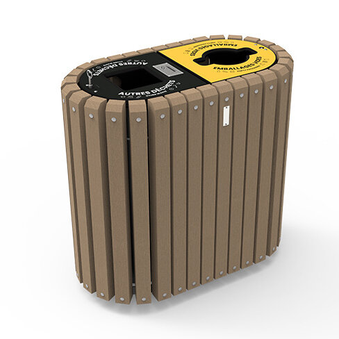 Corbeille bi-flux Listra - 2 bacs 90 L - réducteur sticker coloris standard - livré non déchargé