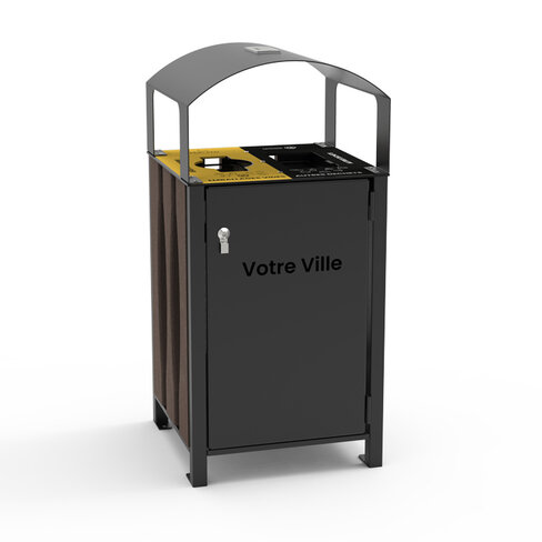Corbeille bi-flux VP Harmonie - 2 PS 60 L - pare-pluie - coloris standard - livré non déchargé
