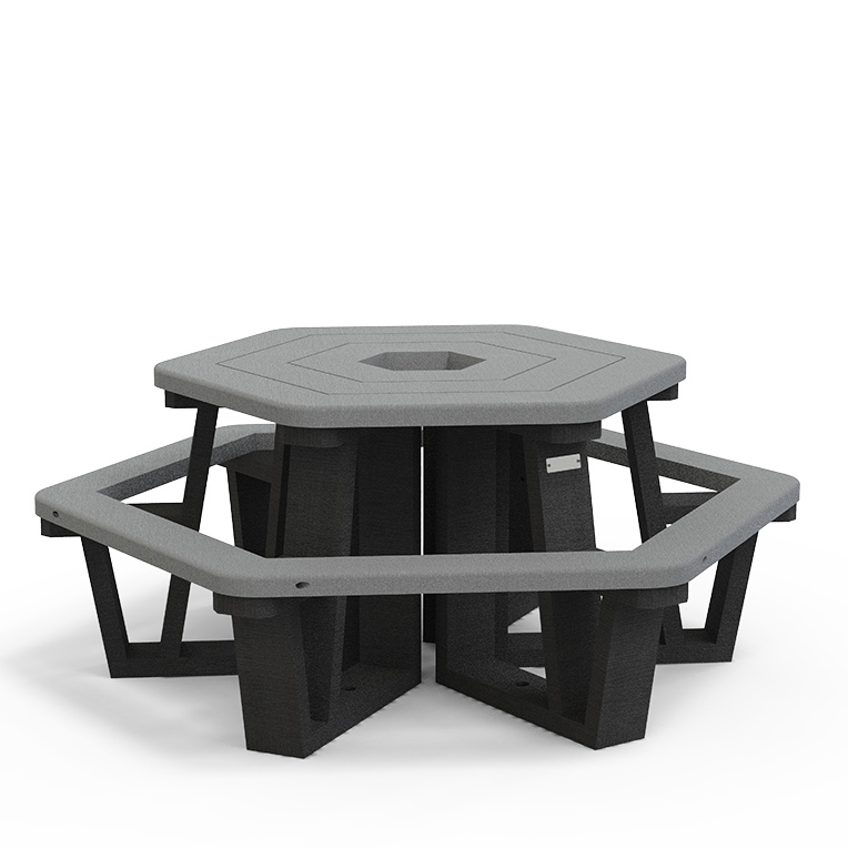 Table de pique-nique hexagonale Helios élémentaire - coloris standard - livré non déchargé