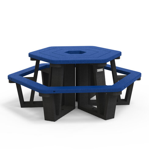 Table de pique-nique hexagonale Helios élémentaire - coloris pigmentek - livré non déchargé
