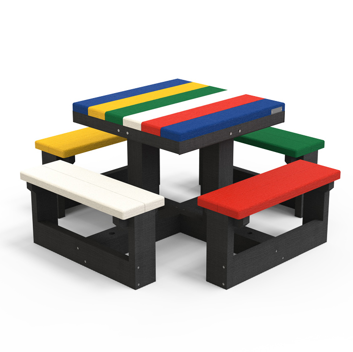 Table de pique-nique élémentaire Carre - l. 139 cm - coloris pigmentek - livré non déchargé