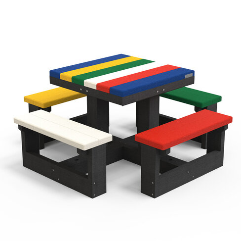 Table de pique-nique élémentaire Carre - l. 139 cm - coloris pigmentek - livré non déchargé