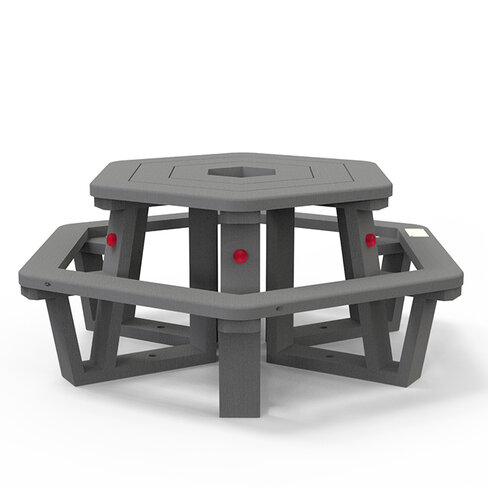 Table de pique-nique hexagonale Ubicuity - élémentaire livré non déchargé