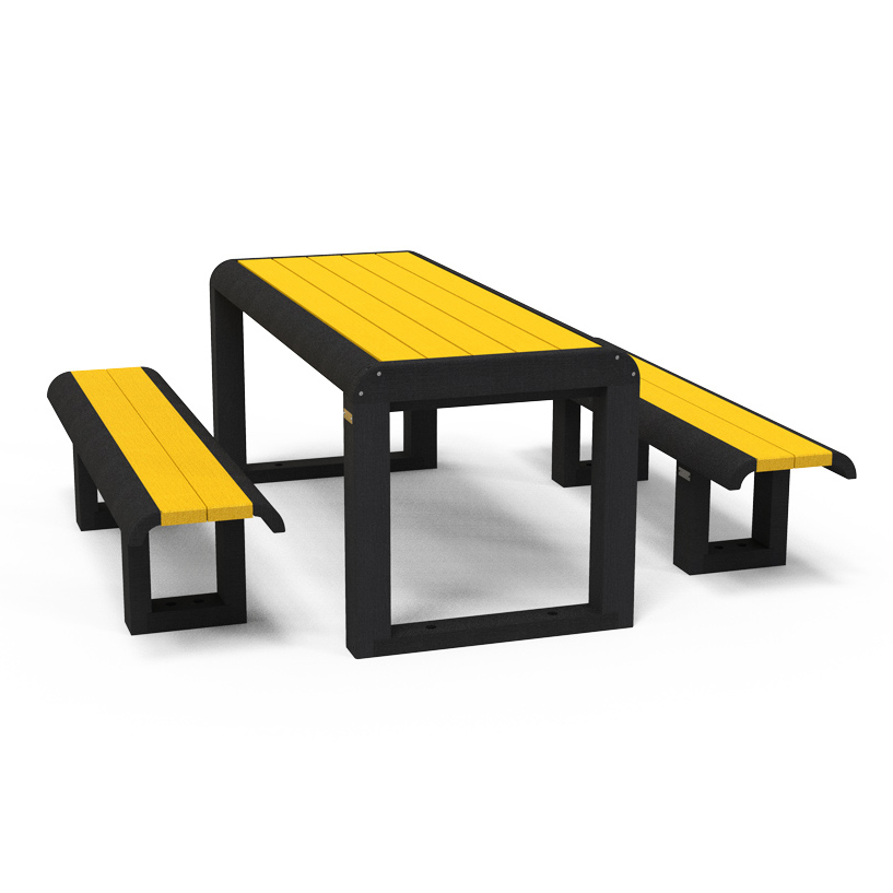 Ensemble table et banquettes Osakan adulte - piètement noir coloris pigmentek - livré non déchargé