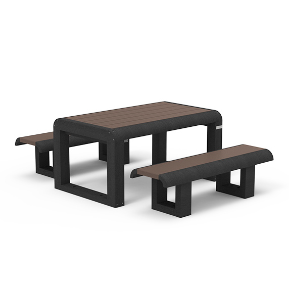 Ensemble table et banquettes Osakan élémentaire - piètement noir - coloris standard - livré non déchargé