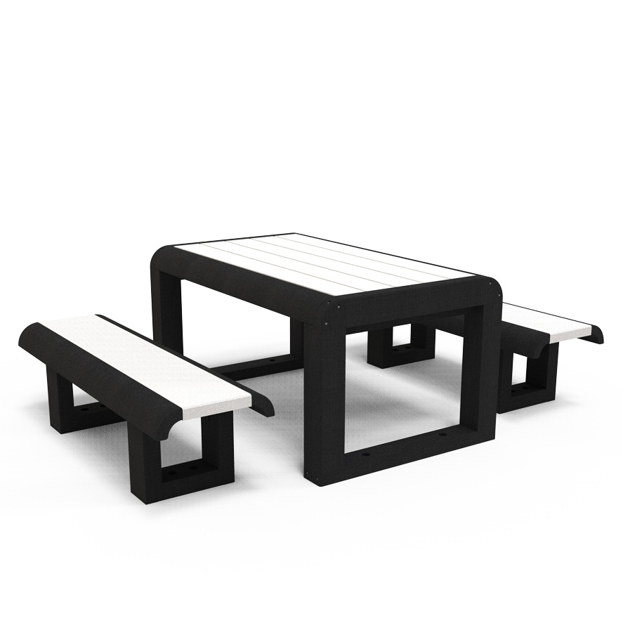 Ensemble table et banquettes Osakan élémentaire - piètement noir - coloris pigmentek - livré non déchargé