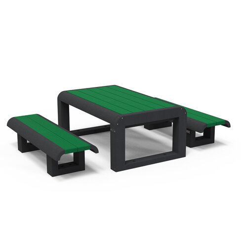 Ensemble table et banquettes Osakan maternelle - piètement noir - coloris pigmentek - livré non déchargé