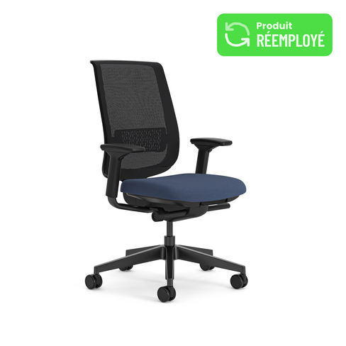 Fauteuil de bureau Reply Air réemployé - asise tissu - dossier résille Noir 8003 -