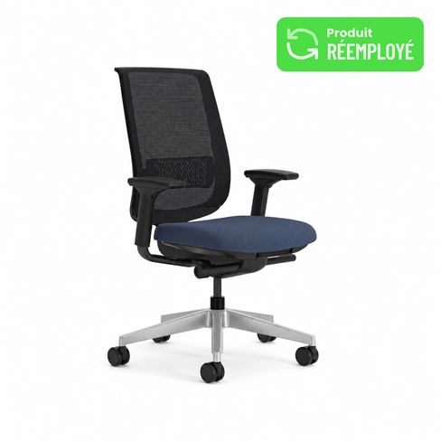 Fauteuil de bureau Reply Air réemployé - asise tissu - dossier résille Noir 8003 -