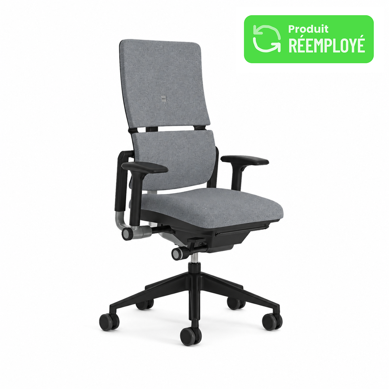 Fauteuil de bureau Please réemployé - tissu - piètement époxy noir - accotoirs 1D - minimum 25 pièces