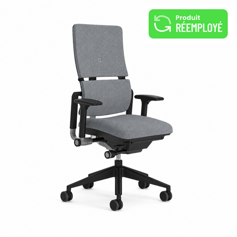 Fauteuil de bureau Please réemployé - tissu - piètement époxy noir - accotoirs 1D - minimum 25 pièces