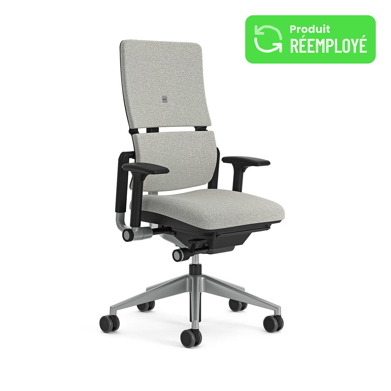 Fauteuil de bureau Please réemployé - tissu - piètement époxy gris - accotoirs 1D - minimum 25 pièces