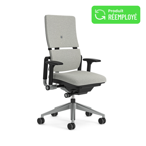 Fauteuil de bureau Please réemployé - tissu - piètement époxy gris - accotoirs 1D - minimum 25 pièces