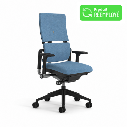 Fauteuil de bureau Please réemployé - tissu - piètement époxy noir - accotoirs 3D - minimum 25 pièces