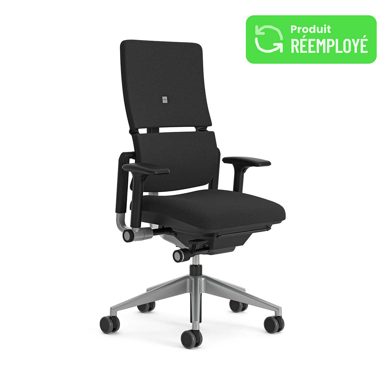 Fauteuil de bureau Please réemployé - tissu - piètement époxy gris - accotoirs 3D - minimum 25 pièces