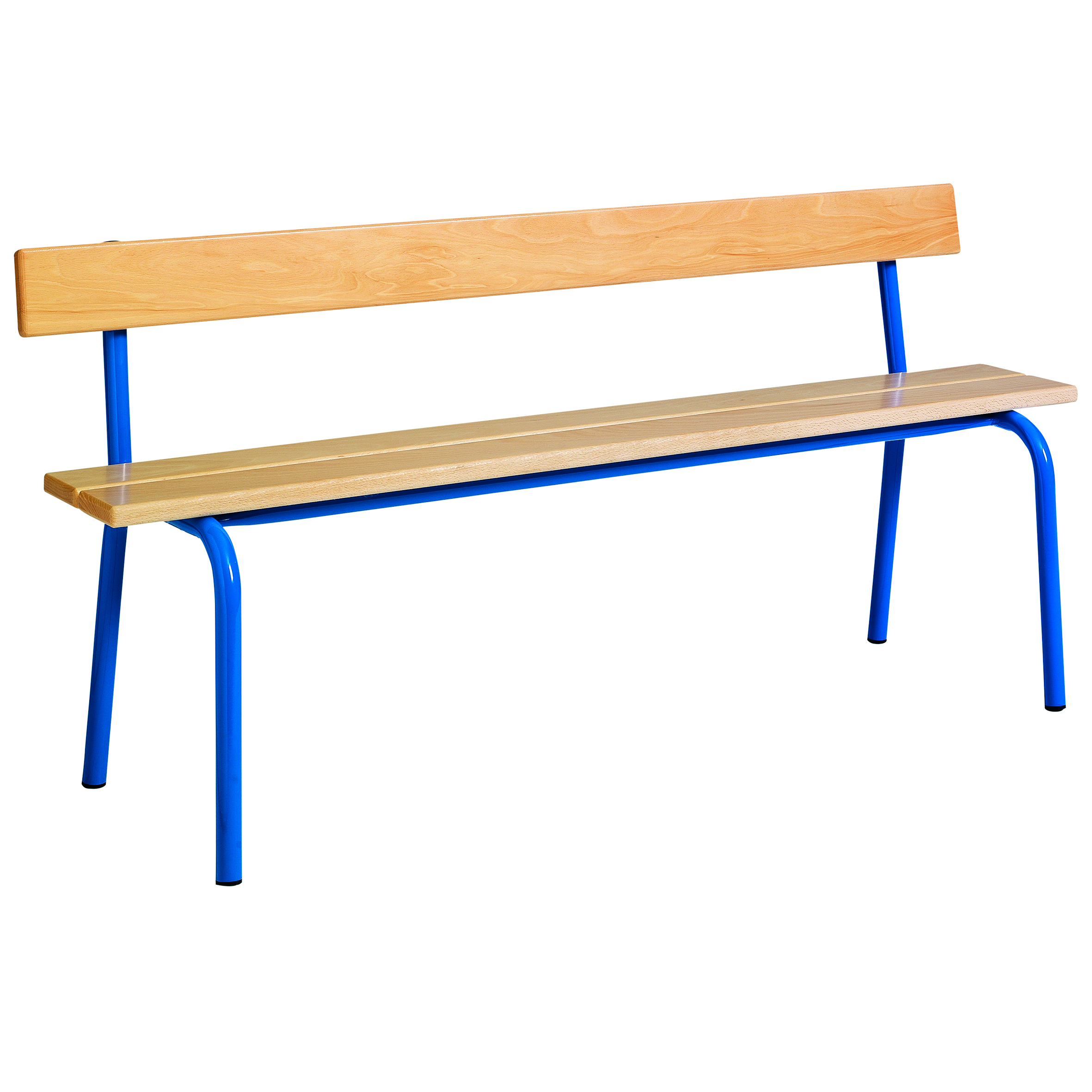 Banc avec dossier - assise avec lames hêtre massif - l. 120 cm - T1 - coloris piétement au choix