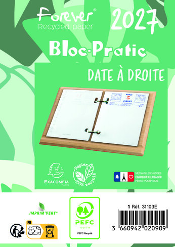 Bloc-pratic recyclé - date à droite et rendez-vous à gauche