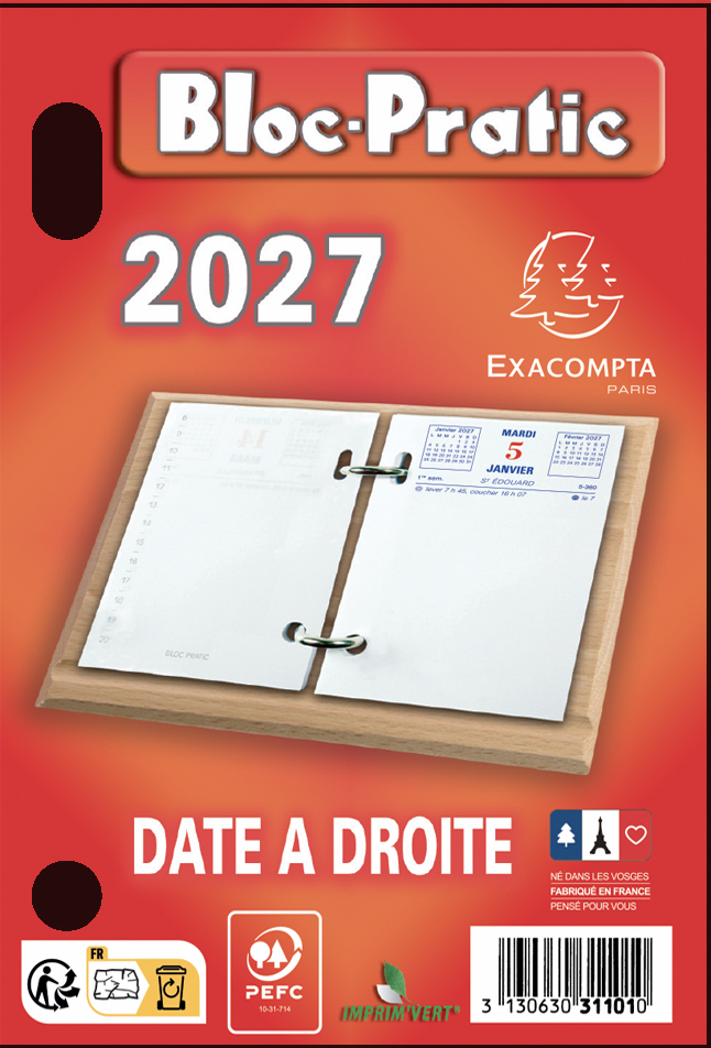 Bloc-pratic Exacompta - 372 feuillets avec date à droite