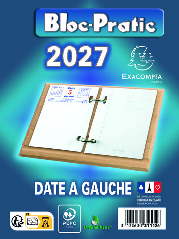 Bloc-pratic Exacompta - 372 feuillets avec date à gauche
