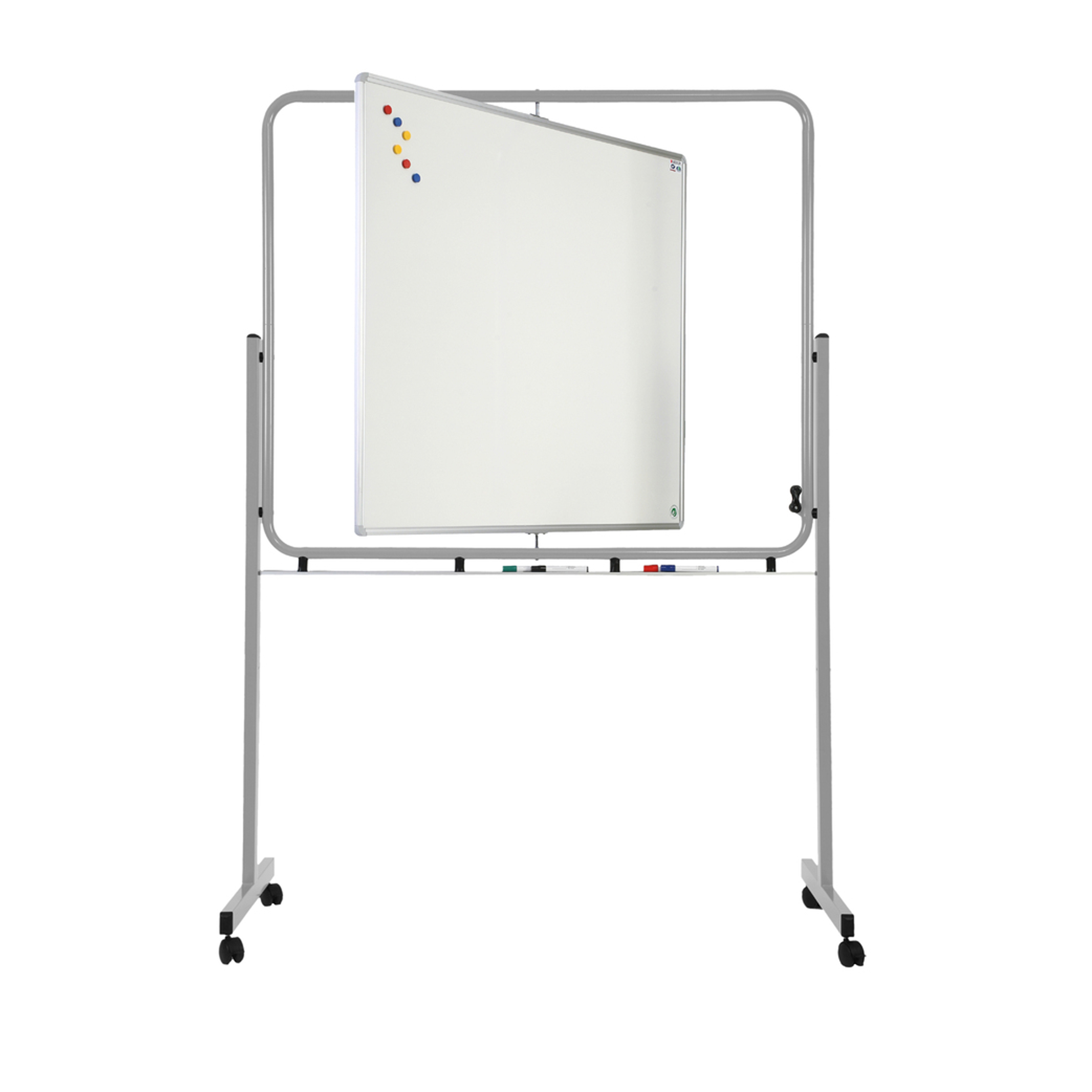 Tableau pivotant sur pieds 120 x 100 cm - avec roulettes - 2 faces blanches