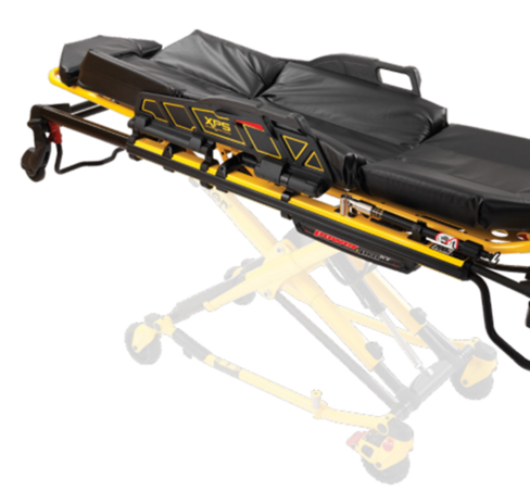 Barrières latérales rabattables XPS et matelas renforcé bariatrique pour brancard à hauteur variable Power-Pro XT