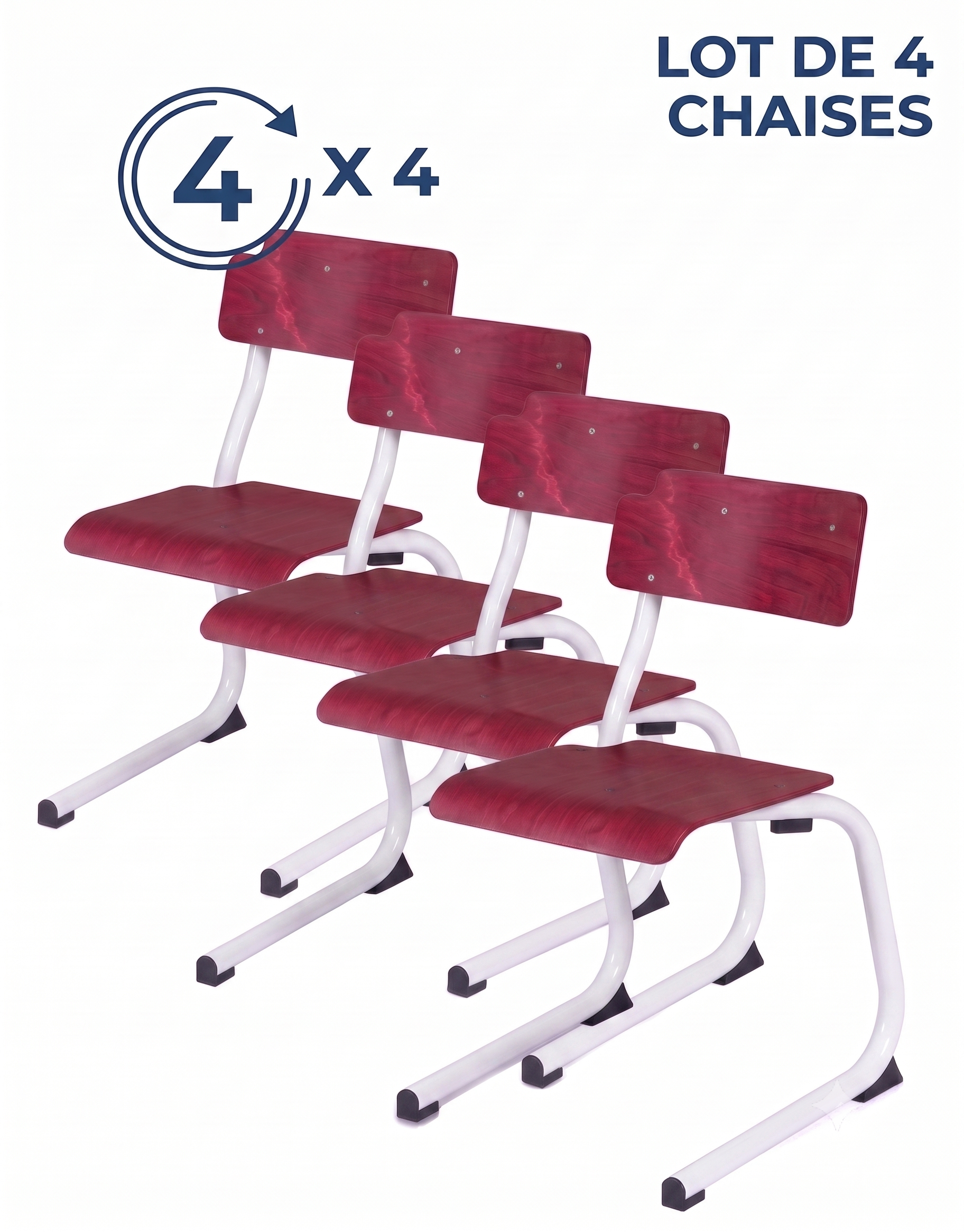 Chaise gamme 3.4.5 - T4 - en appui sur table - dossier et assise multiplis hêtre vernis teinté -